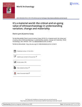 The Critical and On-Going Value of Ethnoarchaeology in Understanding Variation, Change and Materiality