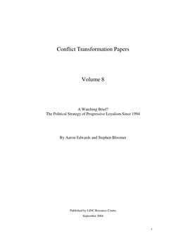 Conflict Transformation Papers Volume 8