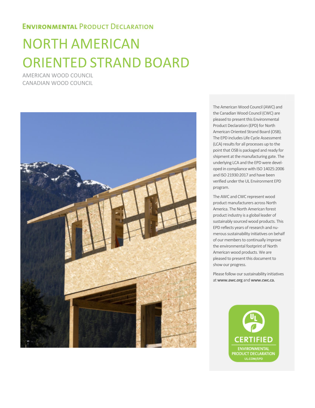North American Oriented Strand Board – Environmental Product
