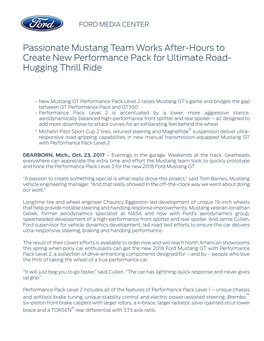 Passionate Mustang Team Works After-Hours to Create New Performance Pack for Ultimate Road- Hugging Thrill Ride
