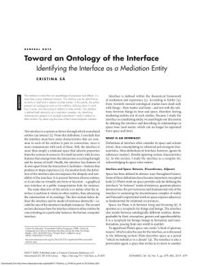 Toward an Ontology of the Interface