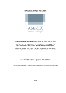 Sustainable Higher Education Institutions: Sustainable Development Challenges of Portuguese Higher Education Institutions