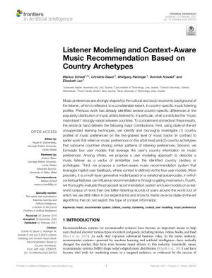 Listener Modeling and Context-Aware Music Recommendation Based on Country Archetypes