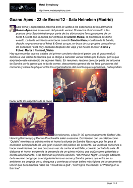 Guano Apes - 22 De Enero'12 - Sala Heineken (Madrid)
