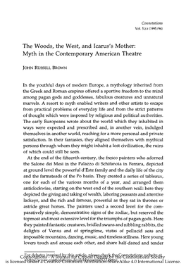 The Woods, the West, and Icarus's Mother: Myth in the Contemporary American Theatre