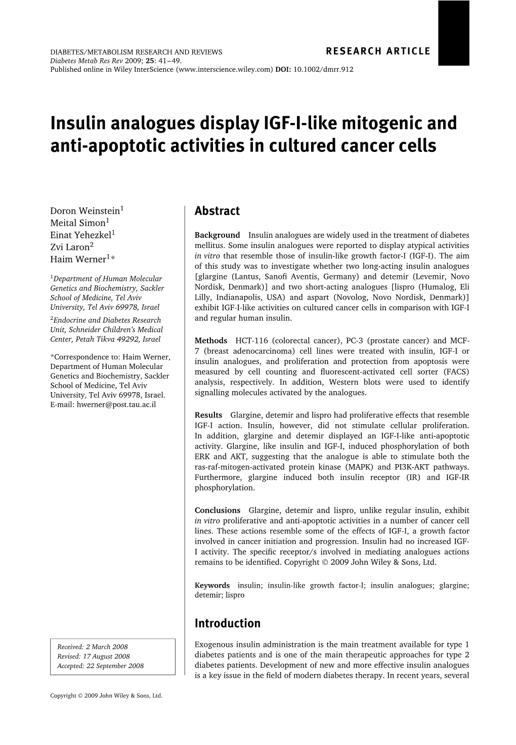 Insulin Analogues Display IGF-I-Like Mitogenic and Anti-Apoptotic Activities in Cultured Cancer Cells