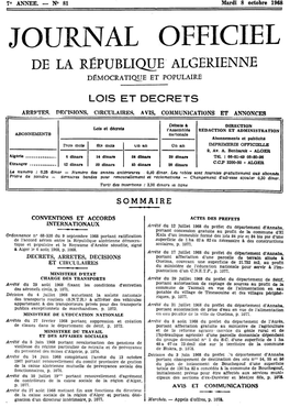 Journal Officiel De La Republique Algerienne Democratique Et Populaire