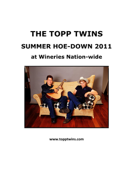 THE TOPP TWINS SUMMER HOE-DOWN 2011 at Wineries Nation-Wide