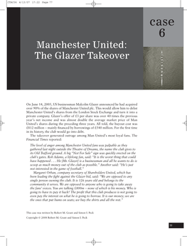 Case 6 Manchester United: the Glazer Takeover