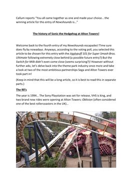 The History of Sonic the Hedgehog at Alton Towers!