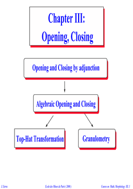 Chapter III: Opening, Closing