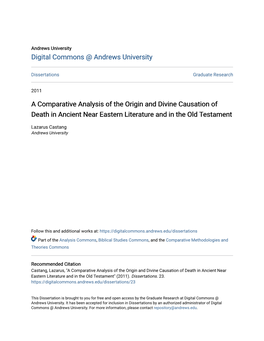 A Comparative Analysis of the Origin and Divine Causation of Death in Ancient Near Eastern Literature and in the Old Testament