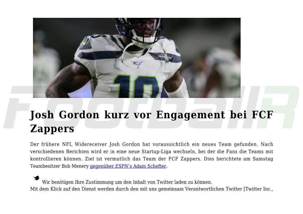 Josh Gordon Kurz Vor Engagement Bei FCF Zappers,Manziel: Ich Spiele Nicht in Einer Liga, Die Zur Halbzeit Bankrott Ist,Johnny Ma