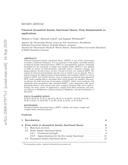 Arxiv:2009.07977V1 [Cond-Mat.Soft] 16 Sep 2020 2 from Static to Dynamical Density Functional Theory 6 2.1 Historical Overview