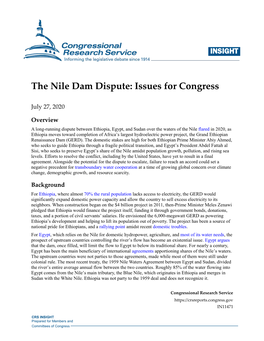 The Nile Dam Dispute: Issues for Congress