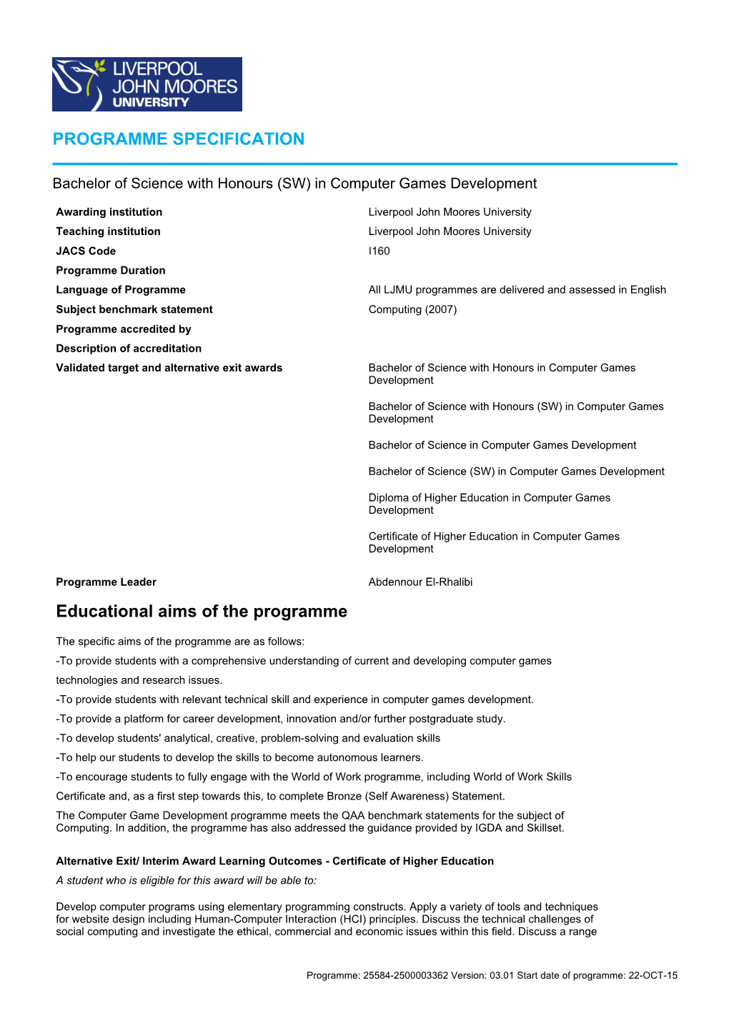 SW) in Computer Games Development