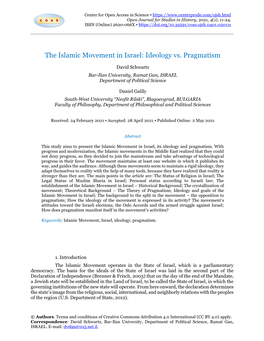 The Islamic Movement in Israel: Ideology Vs
