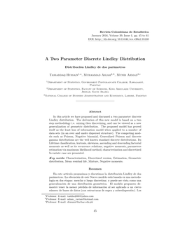 A Two Parameter Discrete Lindley Distribution