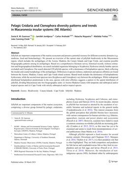 Pelagic Cnidaria and Ctenophora Diversity Patterns and Trends in Macaronesia Insular Systems (NE Atlantic)