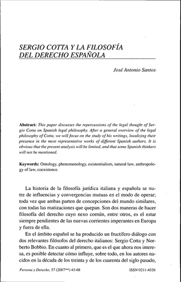 Sergio Cotta Y La Filosofia Del Derfcho Fspanola