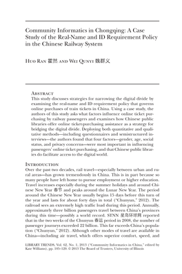 Community Informatics in Chongqing: a Case Study of the Real-Name and ID Requirement Policy in the Chinese Railway System