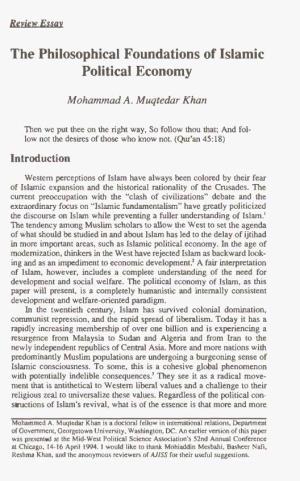 The Philosophical Foundations of Islamic Political Economy