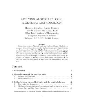 Applying Algebraic Logic; a General Methodology