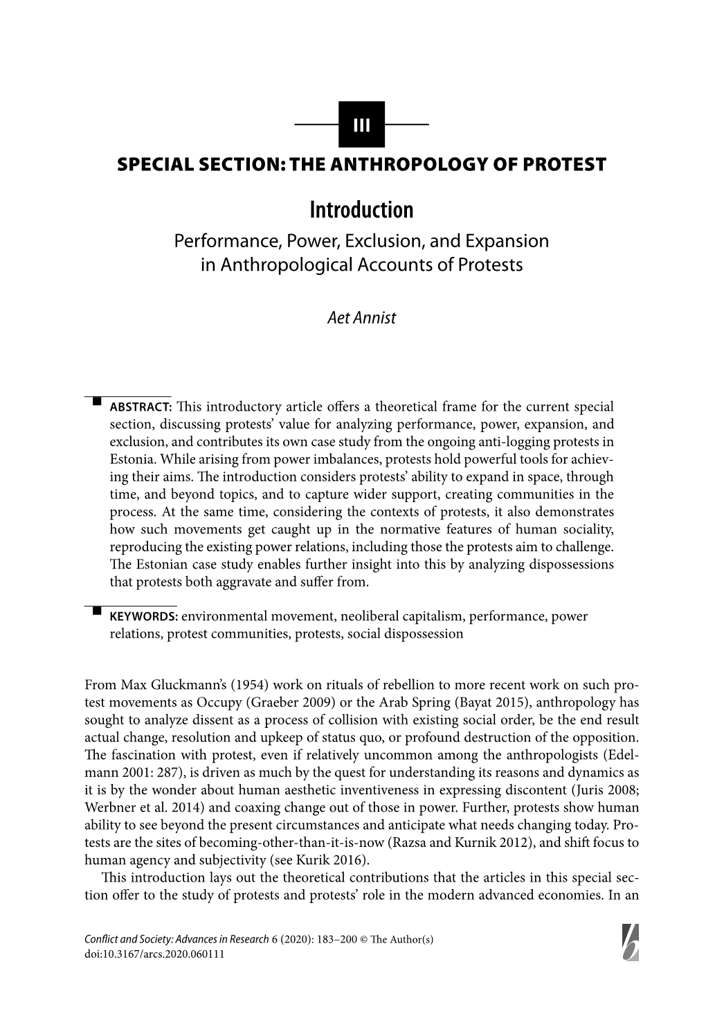 Introduction Performance, Power, Exclusion, and Expansion in Anthropological Accounts of Protests