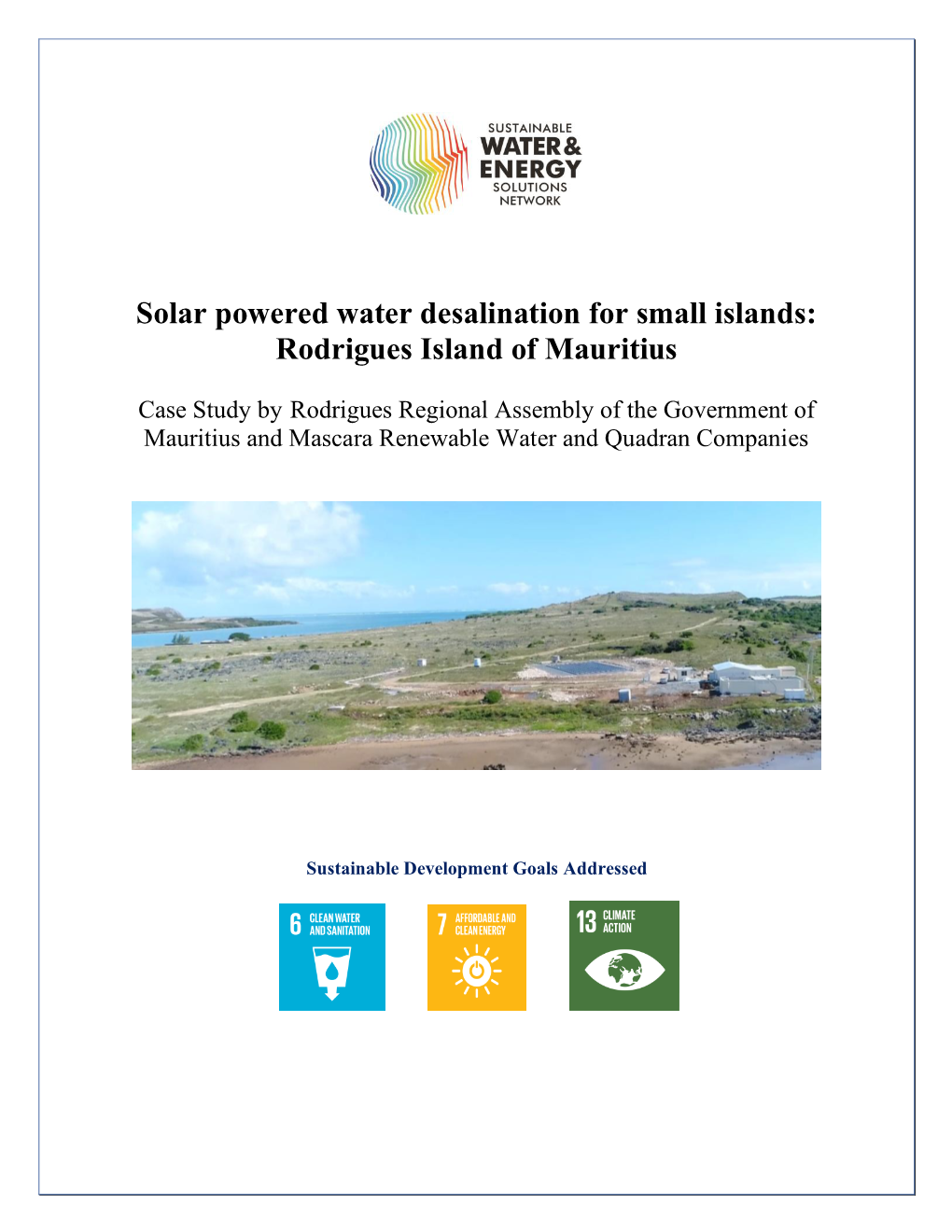 Solar Powered Water Desalination for Small Islands: Rodrigues Island of Mauritius
