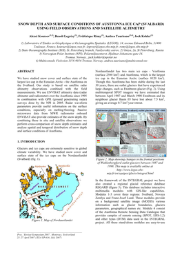 Snow Depth and Surface Conditions of Austfonna Ice Cap (Svalbard) Using Field Observations and Satellite Altimetry