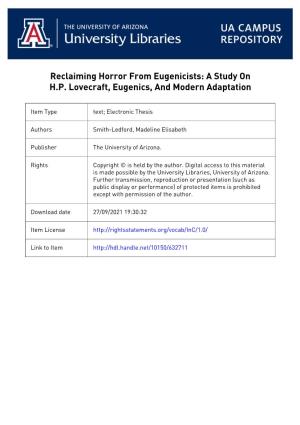 Reclaiming Horror from Eugenicists: a Study on H.P