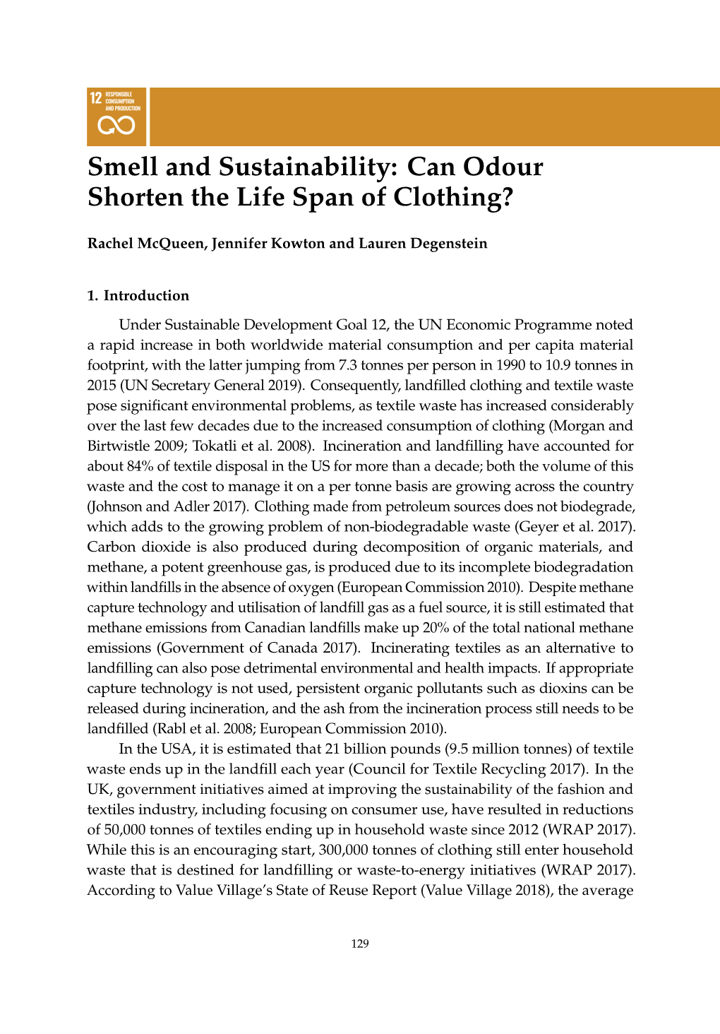 Smell and Sustainability: Can Odour Shorten the Life Span of Clothing?