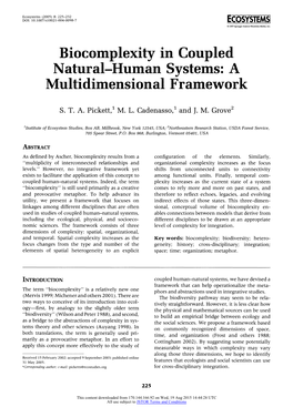 Biocomplexity in Coupled Natural–Human