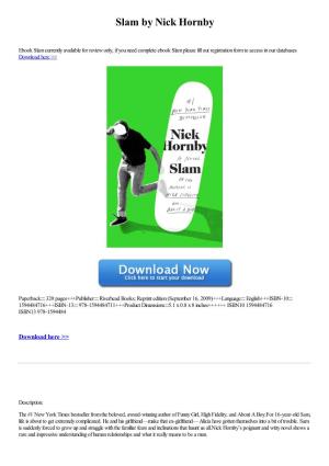 Slam by Nick Hornby [Ebook]