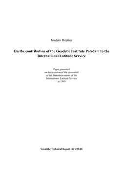 On the Contribution of the Geodetic Institute Potsdam to the International Latitude Service