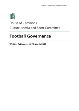 Football Governance: Written Evidence 1