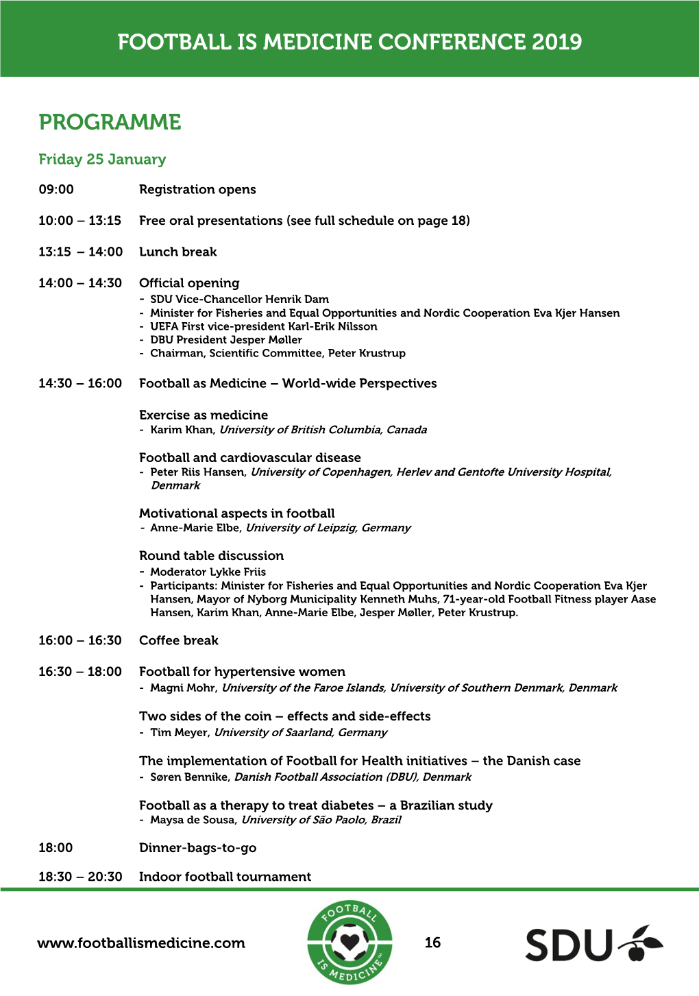 Football Is Medicine Conference 2019 Programme