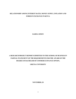 Relationship Among Interest Rates, Money Supply, Inflation and Foreign Exchange in Kenya