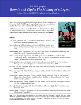 Bonnie and Clyde: the Making of a Legend by Karen Blumenthal, 2018, Viking Books for Young Readers
