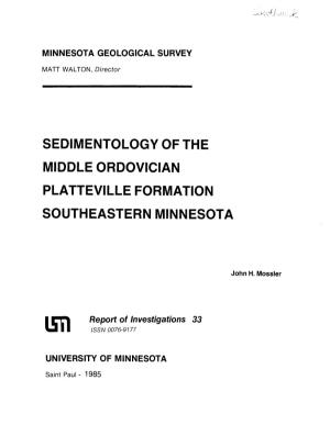 Sedimentology of the Middle Ordovician Platteville Formation Southeastern Minnesota
