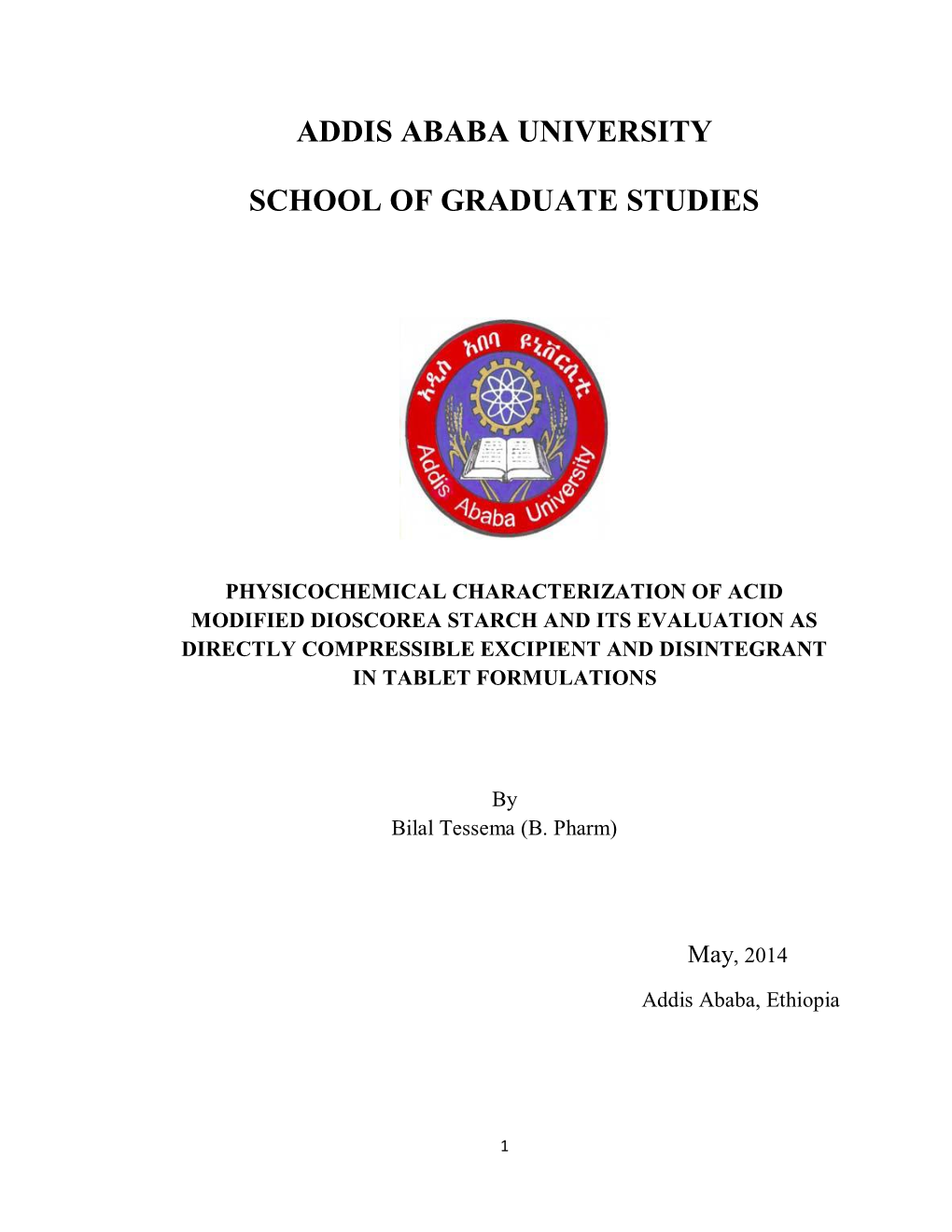 Addis Ababa University School of Graduate Studies