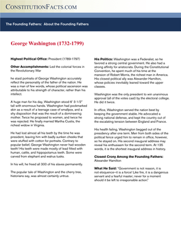 CONSTITUTIONFACTS.COM George Washington (1732-1799)