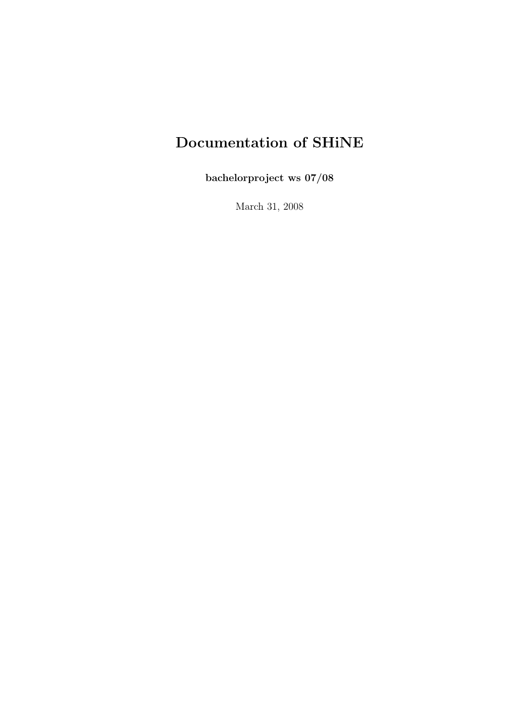 Documentation of Shine