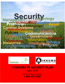 CORPORATE SECURITY PLAN April, 2016