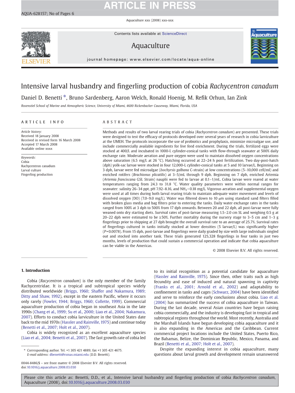 ARTICLE in PRESS AQUA-628157; No of Pages 6 Aquaculture Xxx (2008) Xxx-Xxx