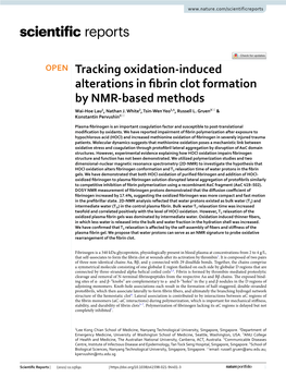 Tracking Oxidation-Induced Alterations in Fibrin Clot Formation by NMR