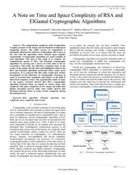 A Note on Time and Space Complexity of RSA and Elgamal Cryptographic Algorithms
