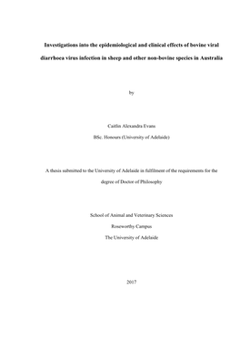 Investigations Into the Epidemiological and Clinical Effects of Bovine Viral Diarrhoea Virus Infection in Sheep and Other Non-Bovine Species in Australia