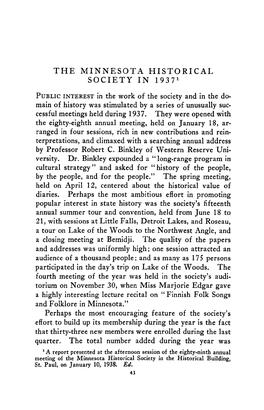 The Minnesota Historical Society in 1937 / [Theodore C. Blegen]