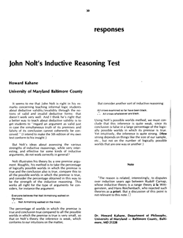 Responses John Nolt's Inductive Reasoning Test